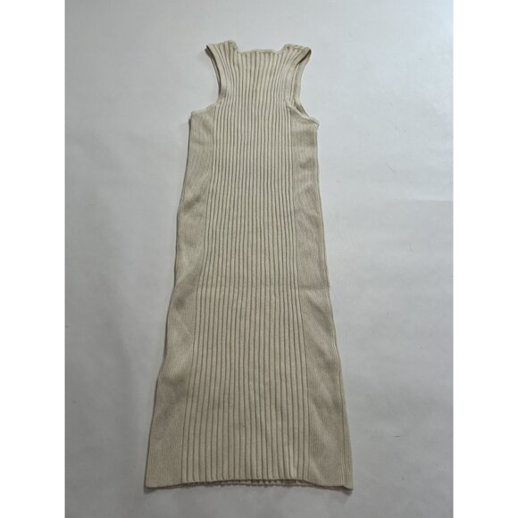 Tommy Hilfiger Tommy Jeans Ribbed Mini Sweater Dress in Ecru - Picture 4 of 5